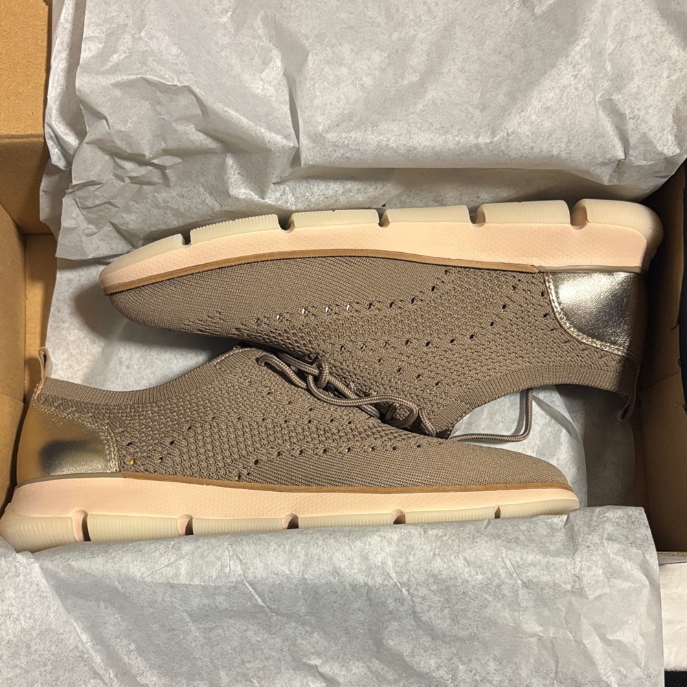 Cole Haan Women Stylish Tan and Silver Professional Sneakers
